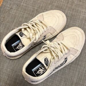 Vans Cream and Black High-Top Sneakers